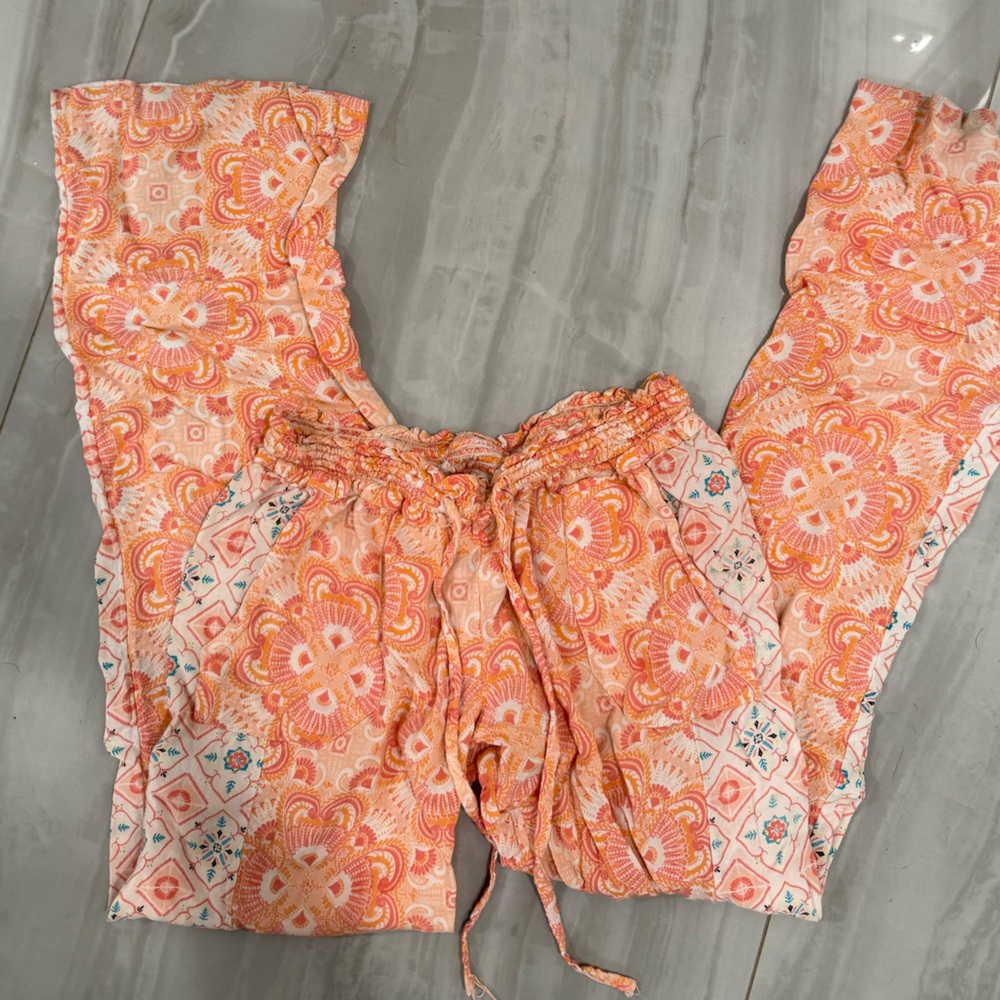 Roxy Floral Orange and Pink Pants